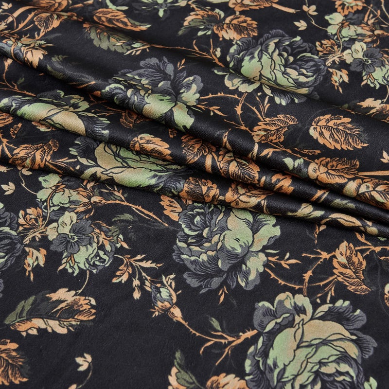 StangH Black Velvet Curtains 84 inches Long - Printed Floral Design Home Decoration Luxury Thermal Insulated Blackout Window Treatment Set for Living Room, 52x84-inch, 2 Panels - Image 2
